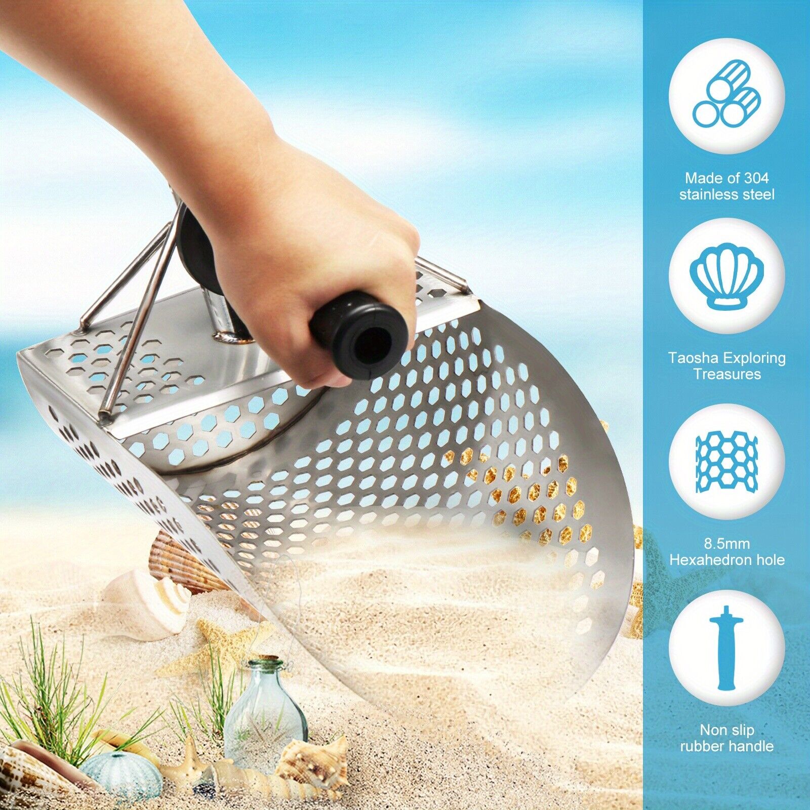 Sand Scoop Stainless Steel Beach Digging - Paslanmaz çelik plaj kum kepçe kolu